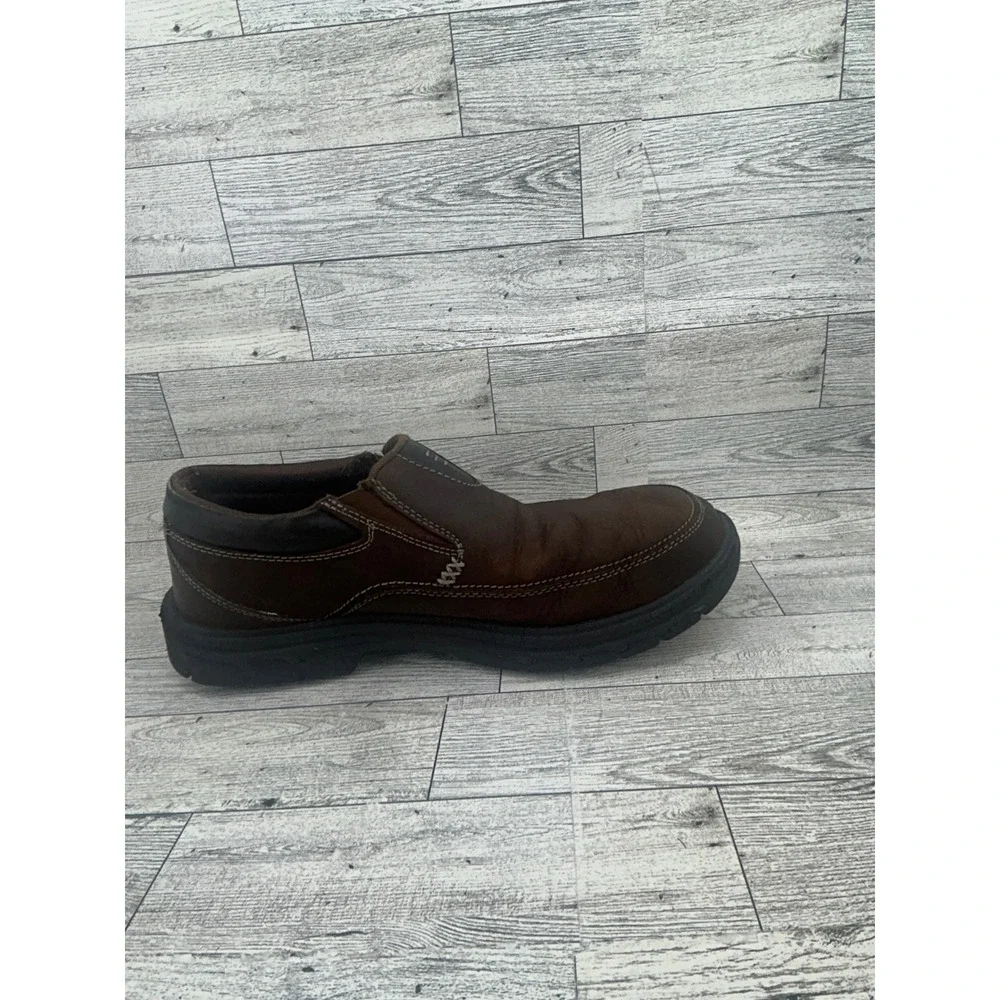 Skechers Relaxed Fit Mens Slip‎ On Shoes Brown Leather Memory Foam Size 9
